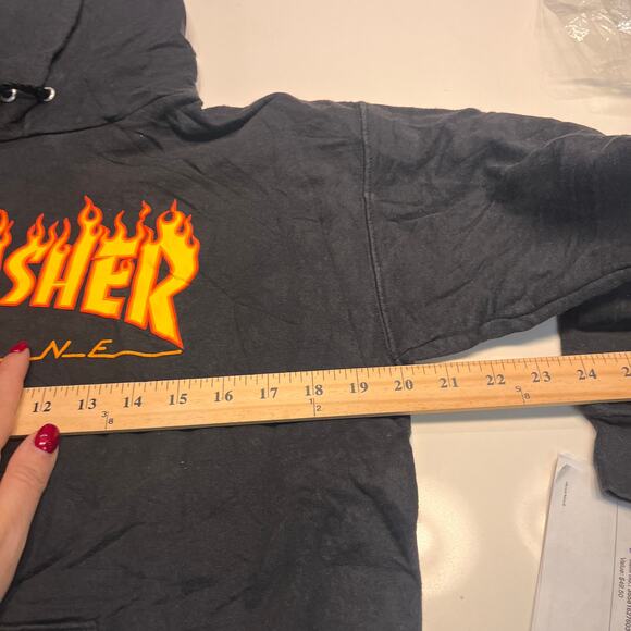 Thrasher Magazine Black Flame Logo Pullover Hoodie Size S - Picture 7 of 8